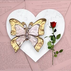 Premier Designs Vintage Butterfly Brooch Two-tone Gold & Silver Costume Jewelry